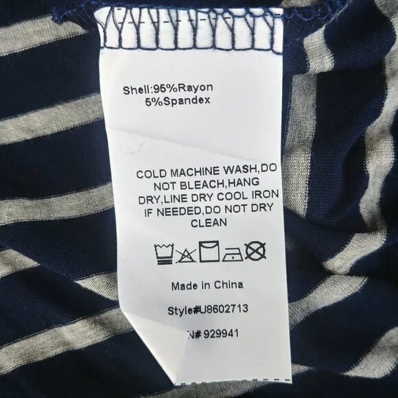 Weekend Suzanne Betro navy blue stripes open bow sleeve stretchy top blo… - Picture 11 of 14